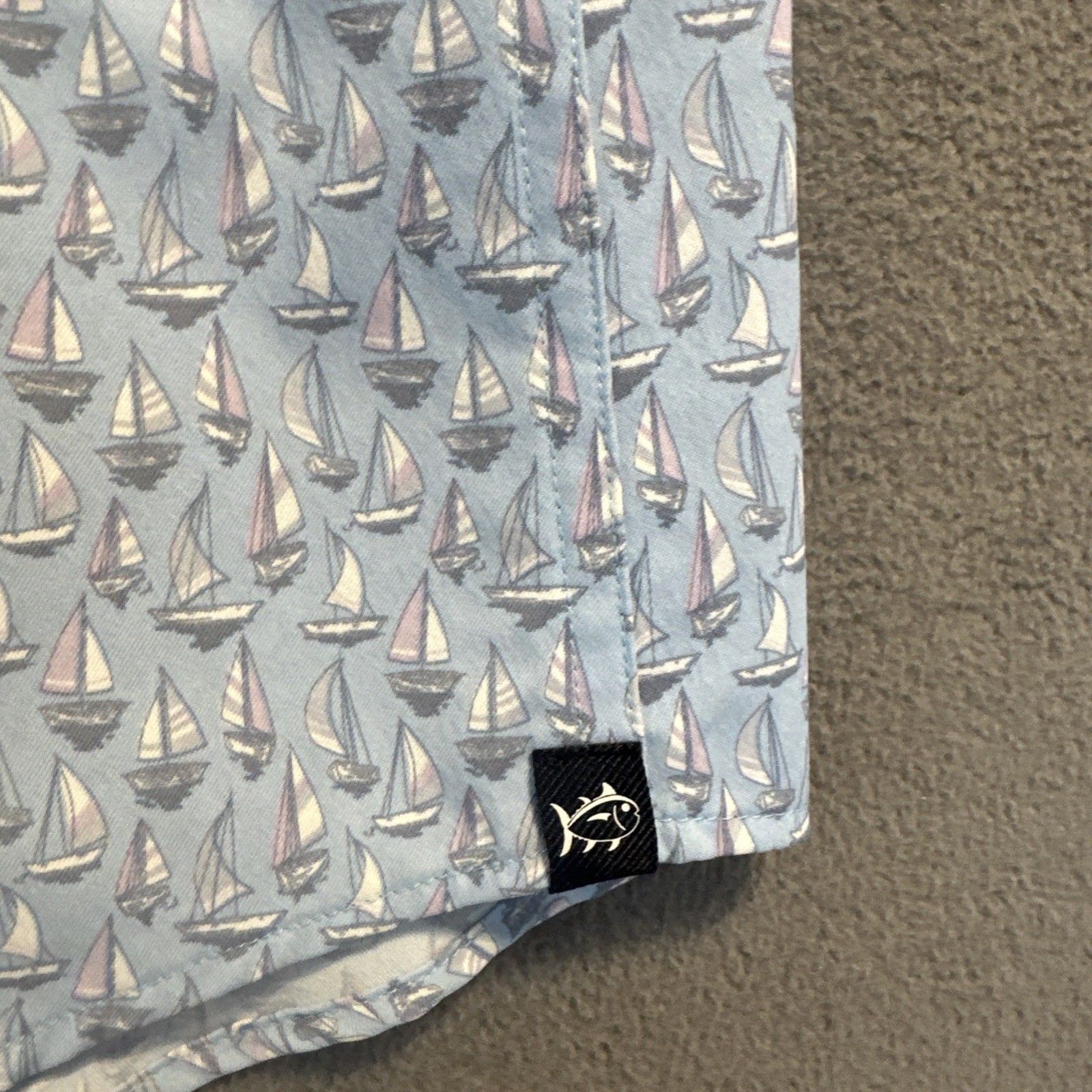 Nwt Southern Tide Intercoastal Sport Shirt Sailboat Print Mens Size S Blue Aop — image 6 of 8